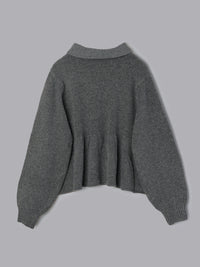 リブカラーペプラムニット