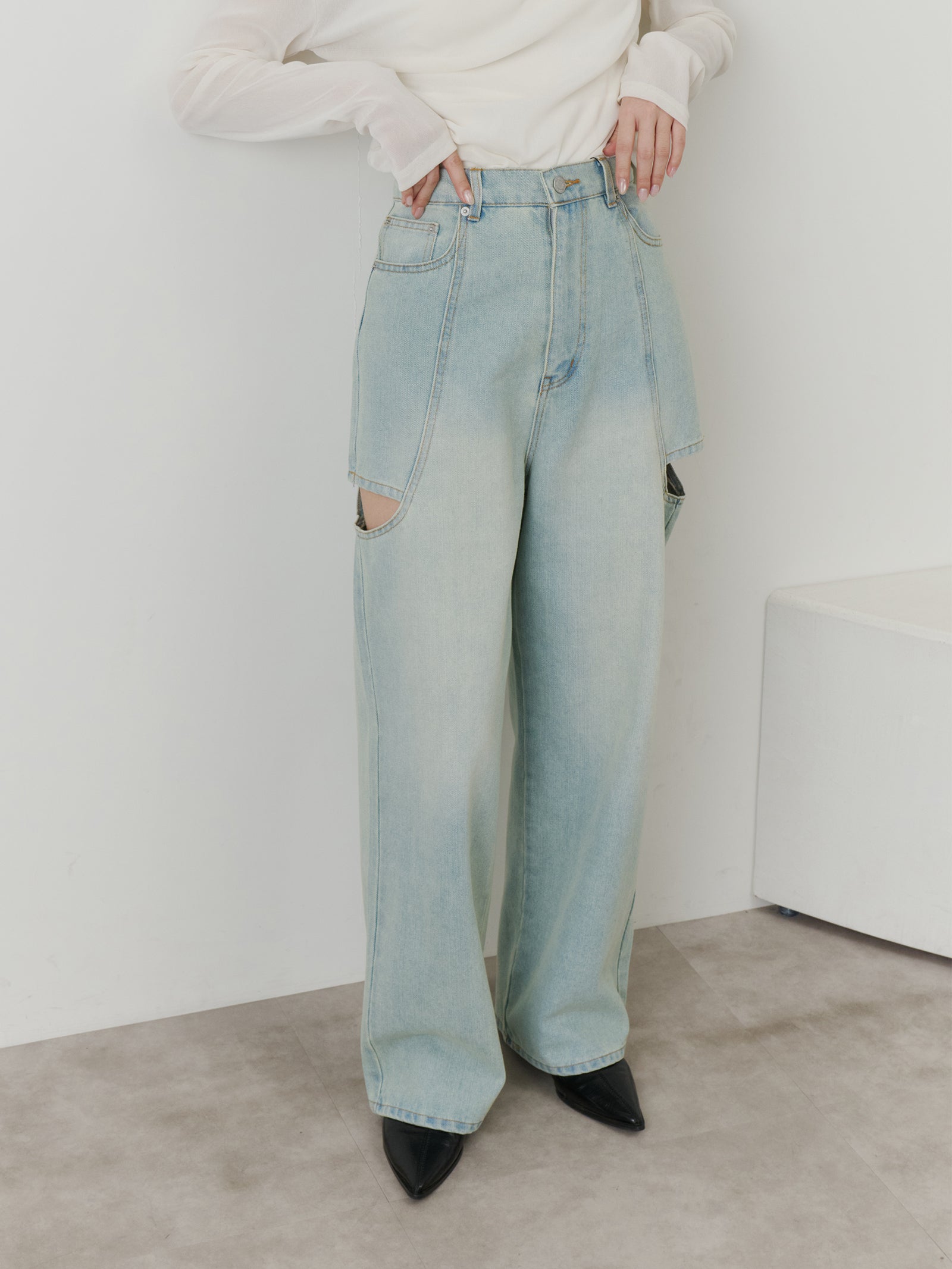 シャギーショートVネックニット