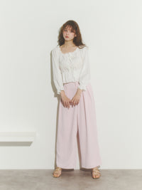 レースアップリボンブラウス