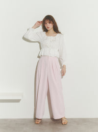 レースアップリボンブラウス