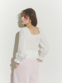 レースアップリボンブラウス