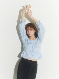 レースアップリボンブラウス