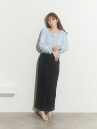 レースアップリボンブラウス