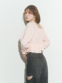 レースアップリボンブラウス