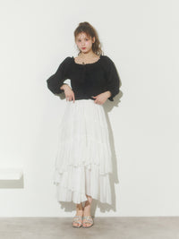 レースアップリボンブラウス