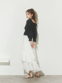 レースアップリボンブラウス