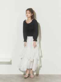 レースアップリボンブラウス