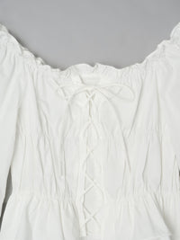 レースアップリボンブラウス