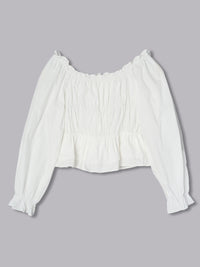 レースアップリボンブラウス