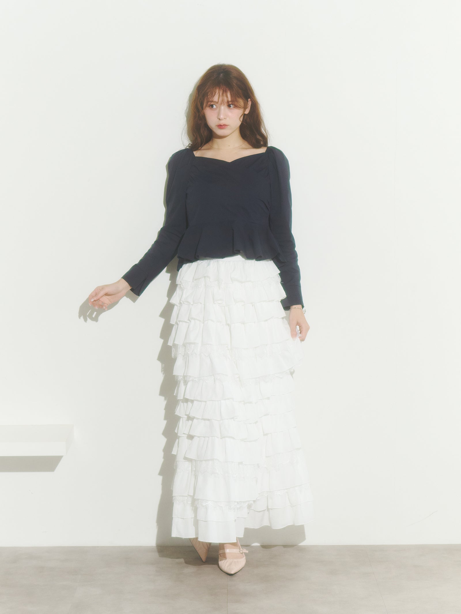 【予約】レースティアードスカート【発送予定日 4月上旬〜4月中旬】