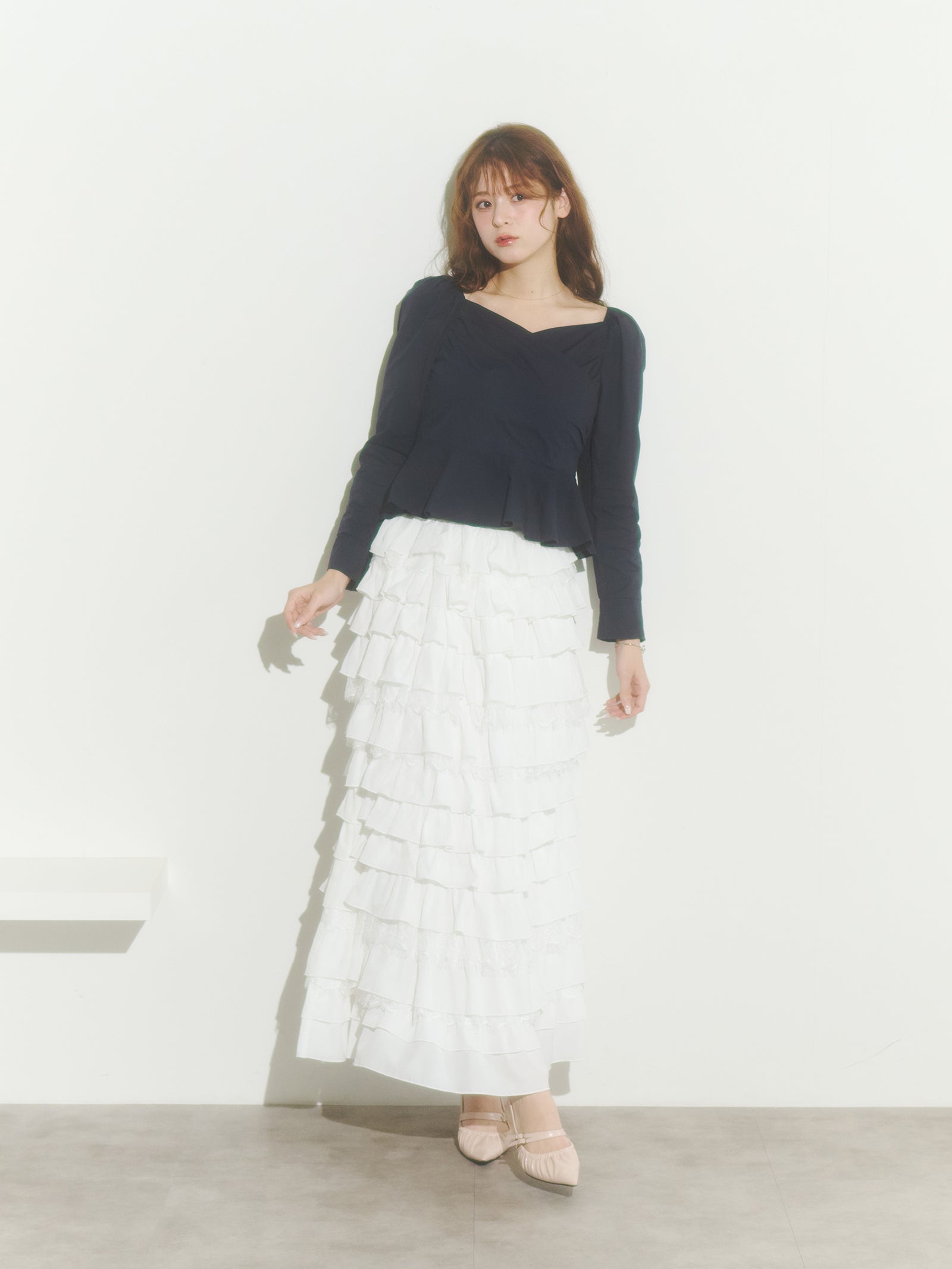 【予約】レースティアードスカート【発送予定日 4月上旬〜4月中旬】