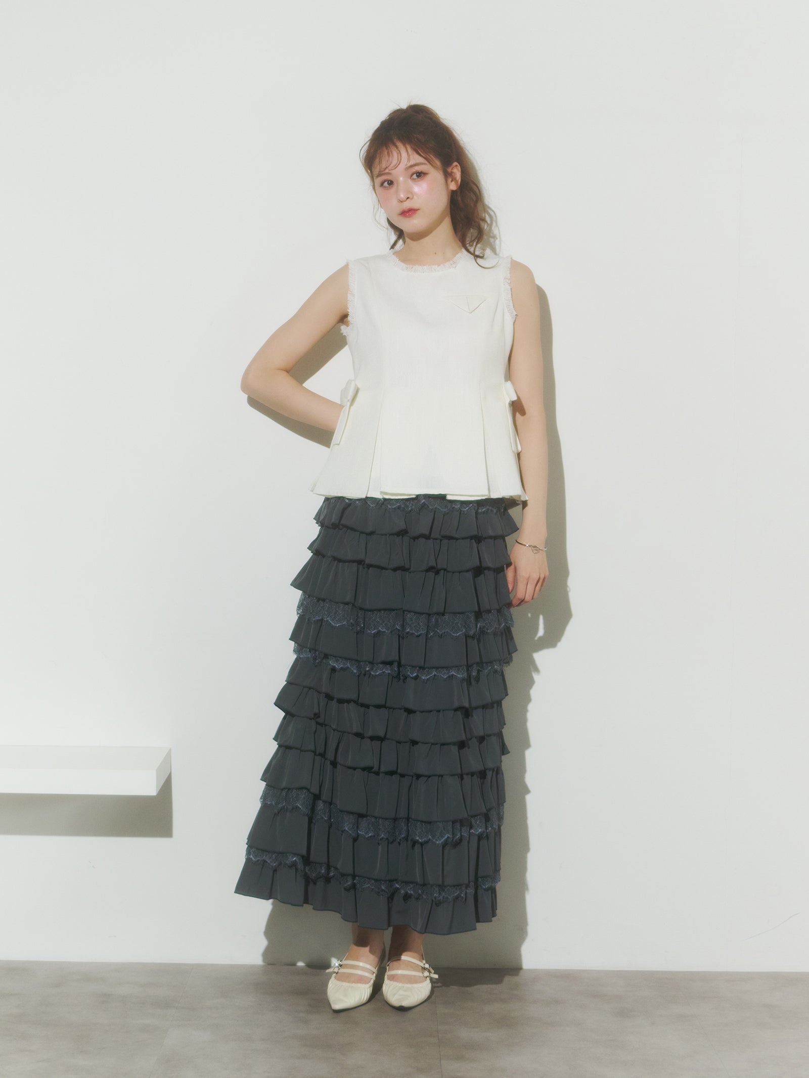 【予約】レースティアードスカート【発送予定日 4月上旬〜4月中旬】