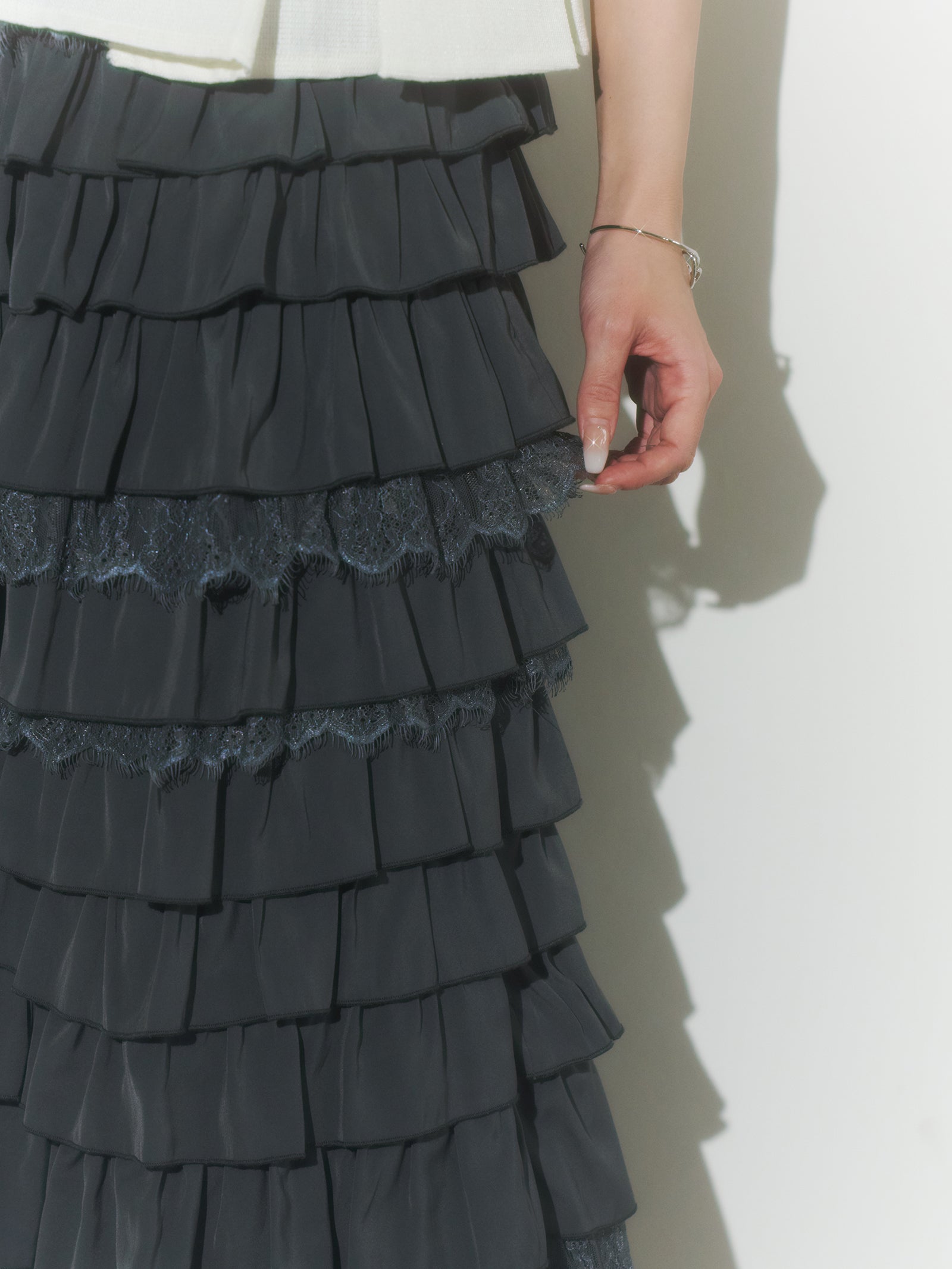 【予約】レースティアードスカート【発送予定日 4月上旬〜4月中旬】