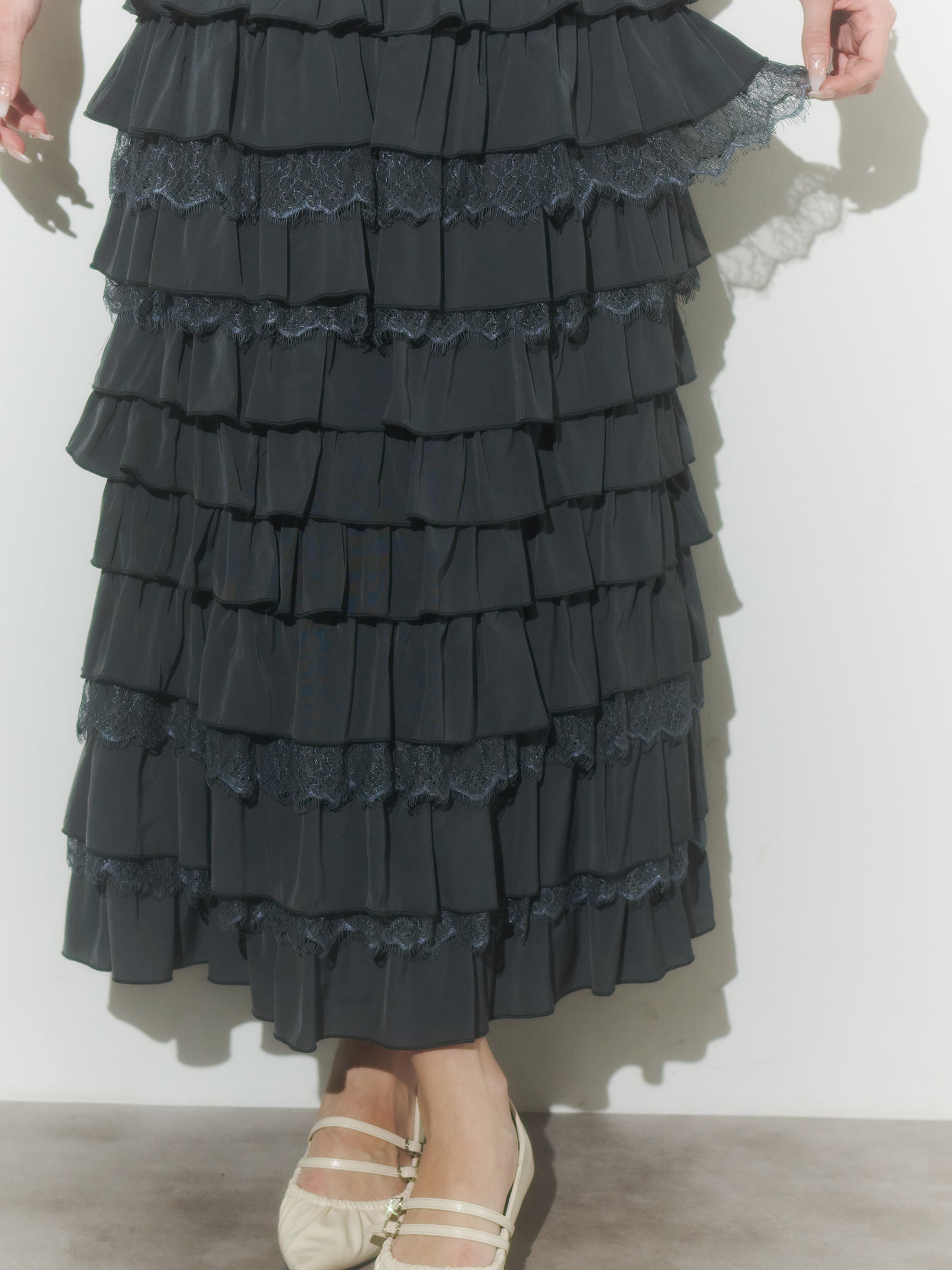 【予約】レースティアードスカート【発送予定日 4月上旬〜4月中旬】