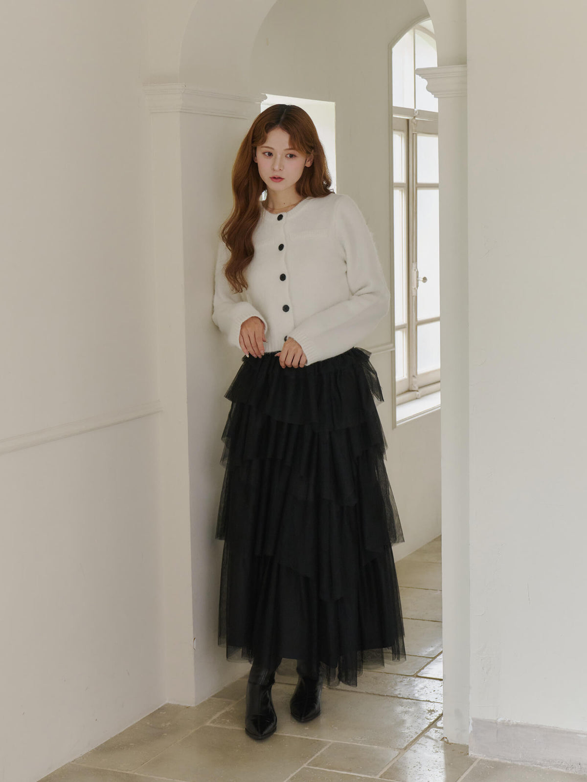 【予約】モヘアタッチクルーネックカーディガン【発送予定日 10月中旬~10月下旬】