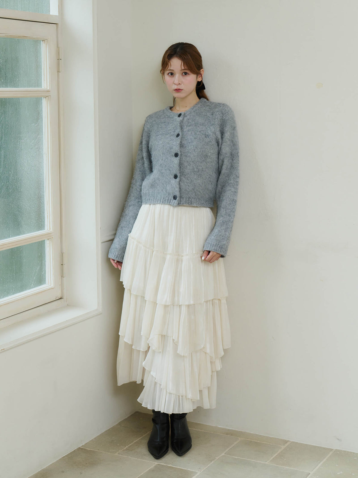 【予約】モヘアタッチクルーネックカーディガン【発送予定日 10月中旬~10月下旬】