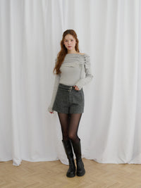 ツイードダブルベルトショートパンツ