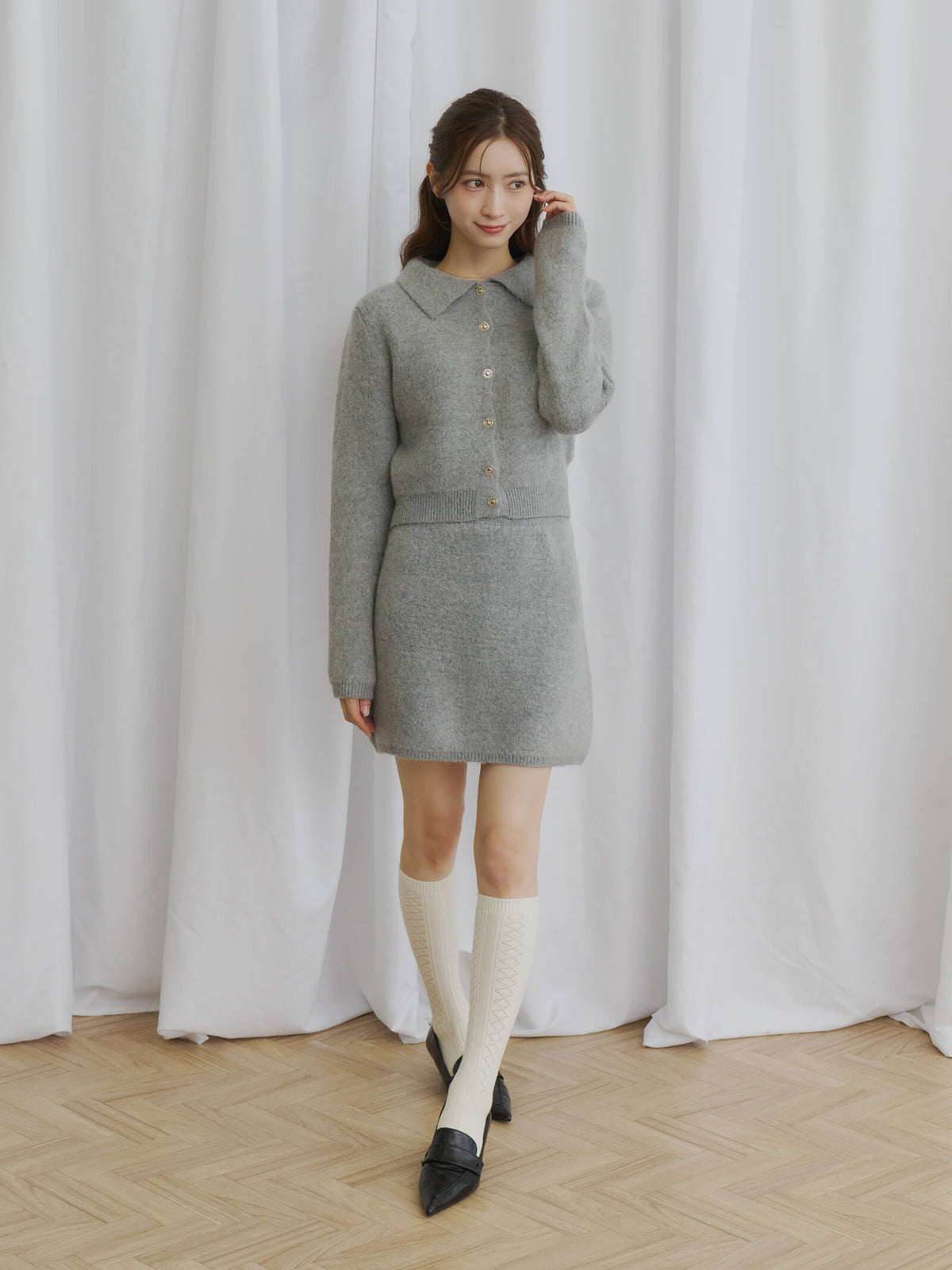 モヘアタッチニットスカート［セットアップ可能］
