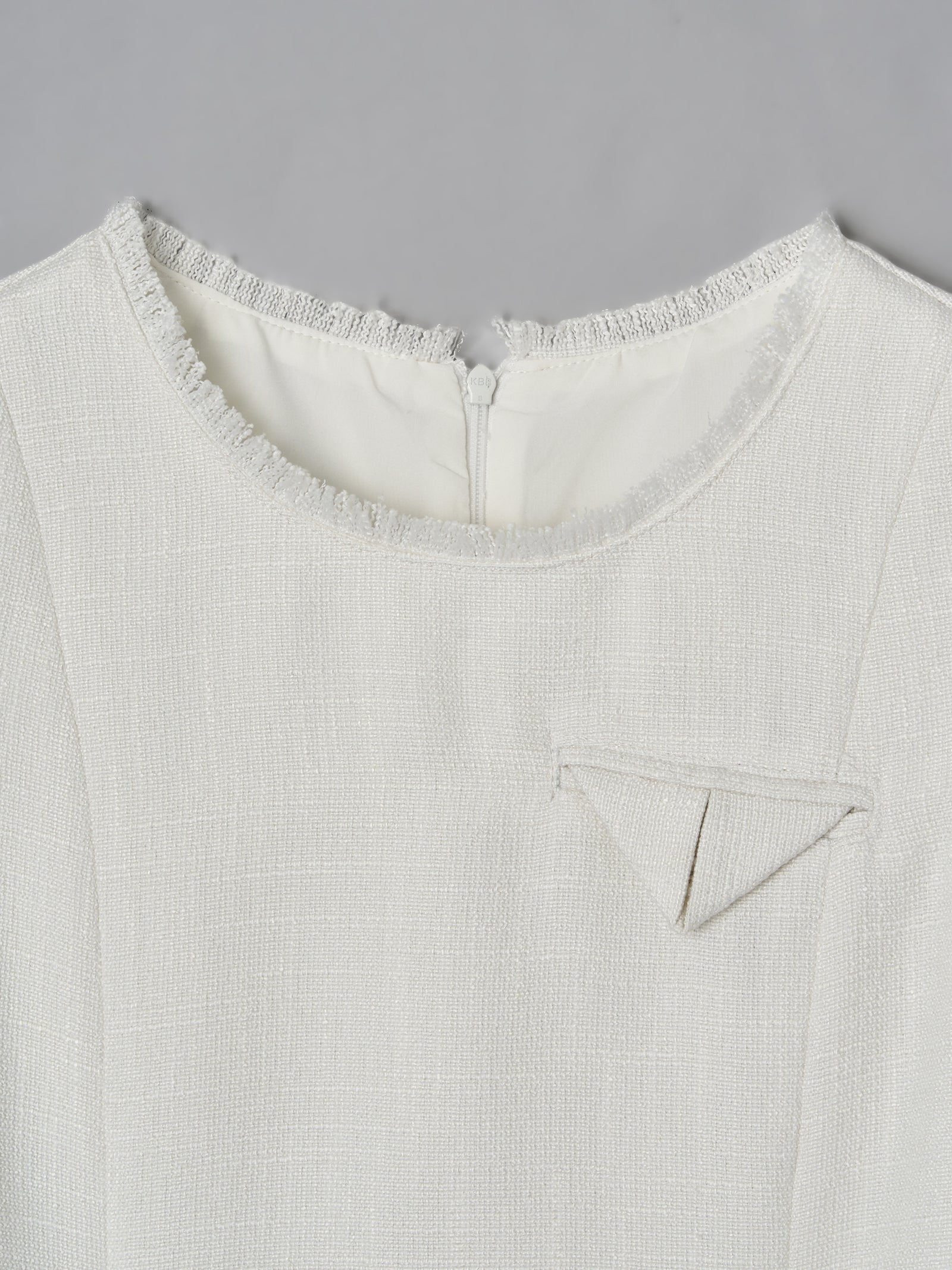 ツイードペプラムリボントップス