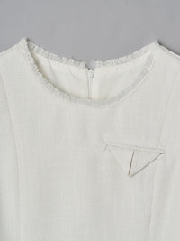 ツイードペプラムリボントップス