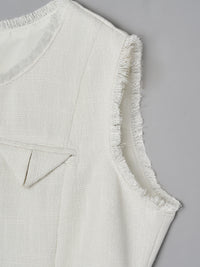 ツイードペプラムリボントップス