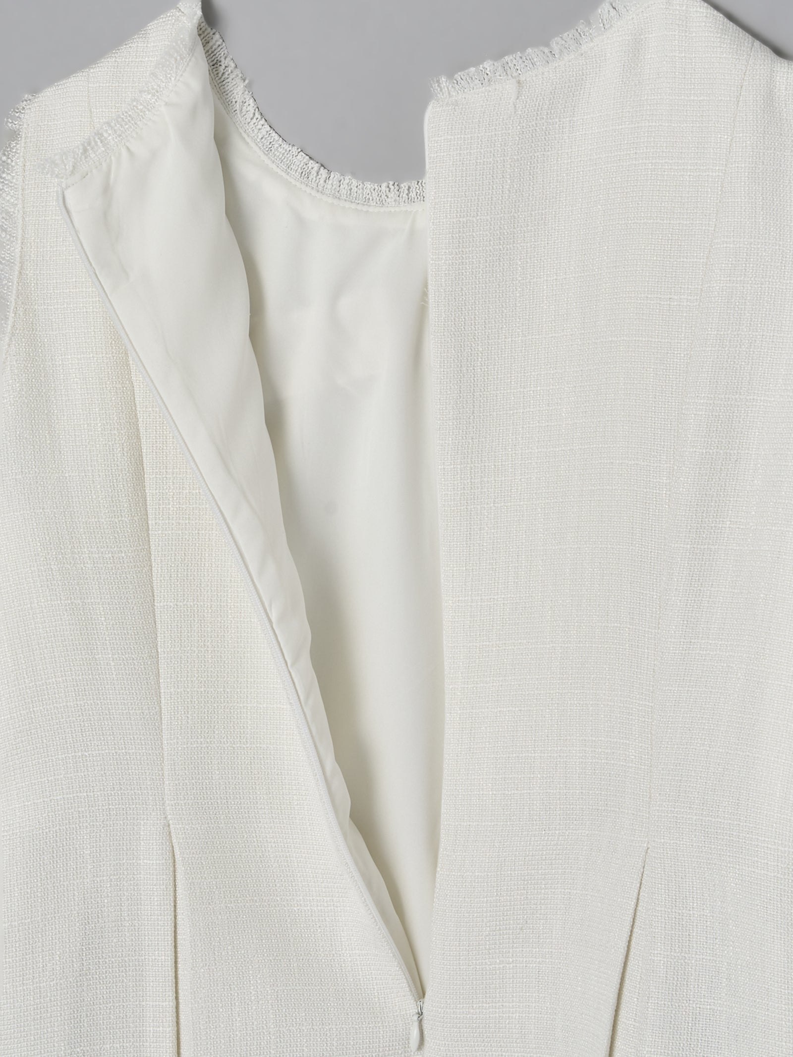 ツイードペプラムリボントップス