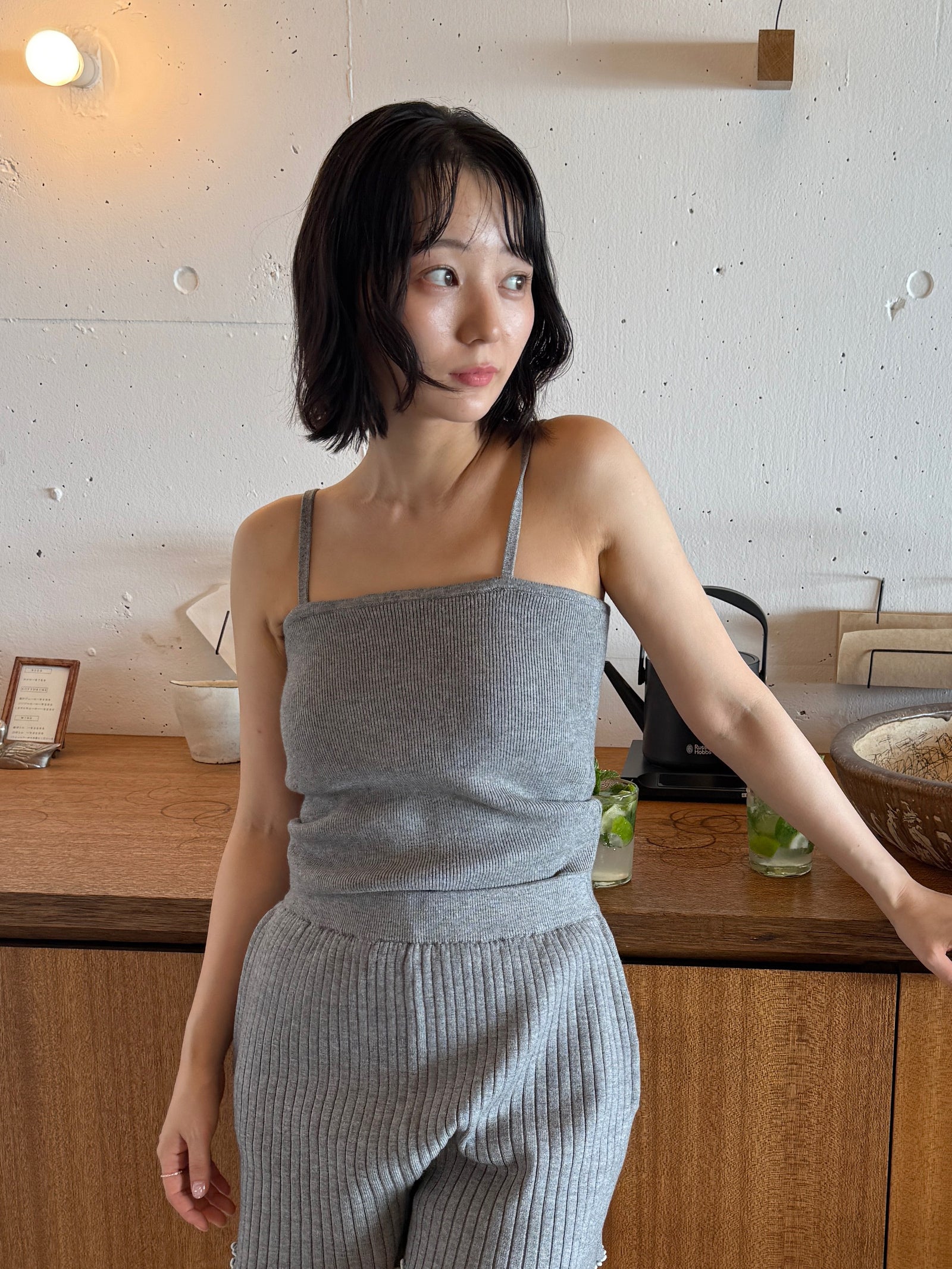【SET_5%OFF】うるちん☆こみ×Olu.【リブニットカーディガン+リブニットキャミソール】2点セット