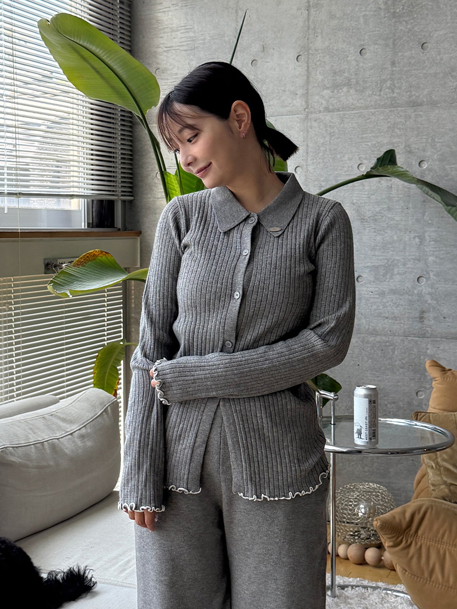 【SET_5%OFF】うるちん☆こみ×Olu.【リブニットカーディガン+リブニットキャミソール】2点セット