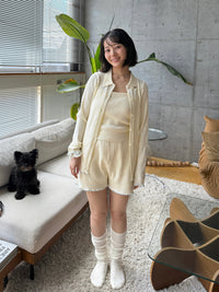 【SET_5%OFF】うるちん☆こみ×Olu【リブニットショートパンツ+リブニットカーディガン+リブニットキャミソール】3点セット