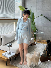 【SET_5%OFF】うるちん☆こみ×Olu【リブニットショートパンツ+リブニットカーディガン+リブニットキャミソール】3点セット