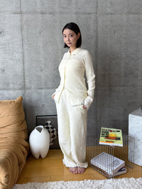 【SET_5%OFF】うるちん☆こみ×Olu【リブニットロングパンツ+リブニットカーディガン+リブニットキャミソール】3点セット