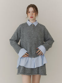 【SET_5%OFF】アルパカタッチジップニット+ショートフレアニットスカート