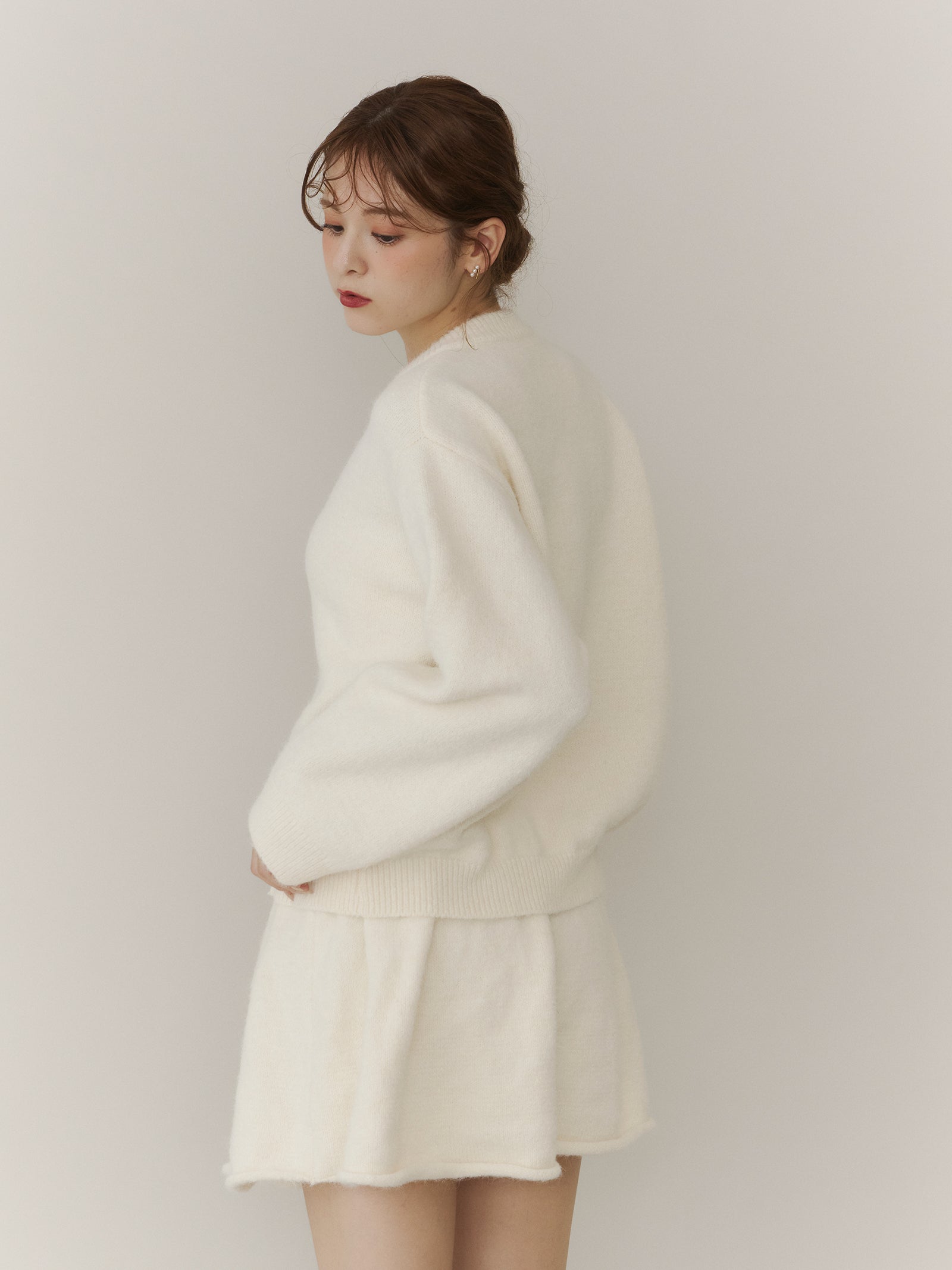 【SET_5%OFF】アルパカタッチジップニット+ショートフレアニットスカート