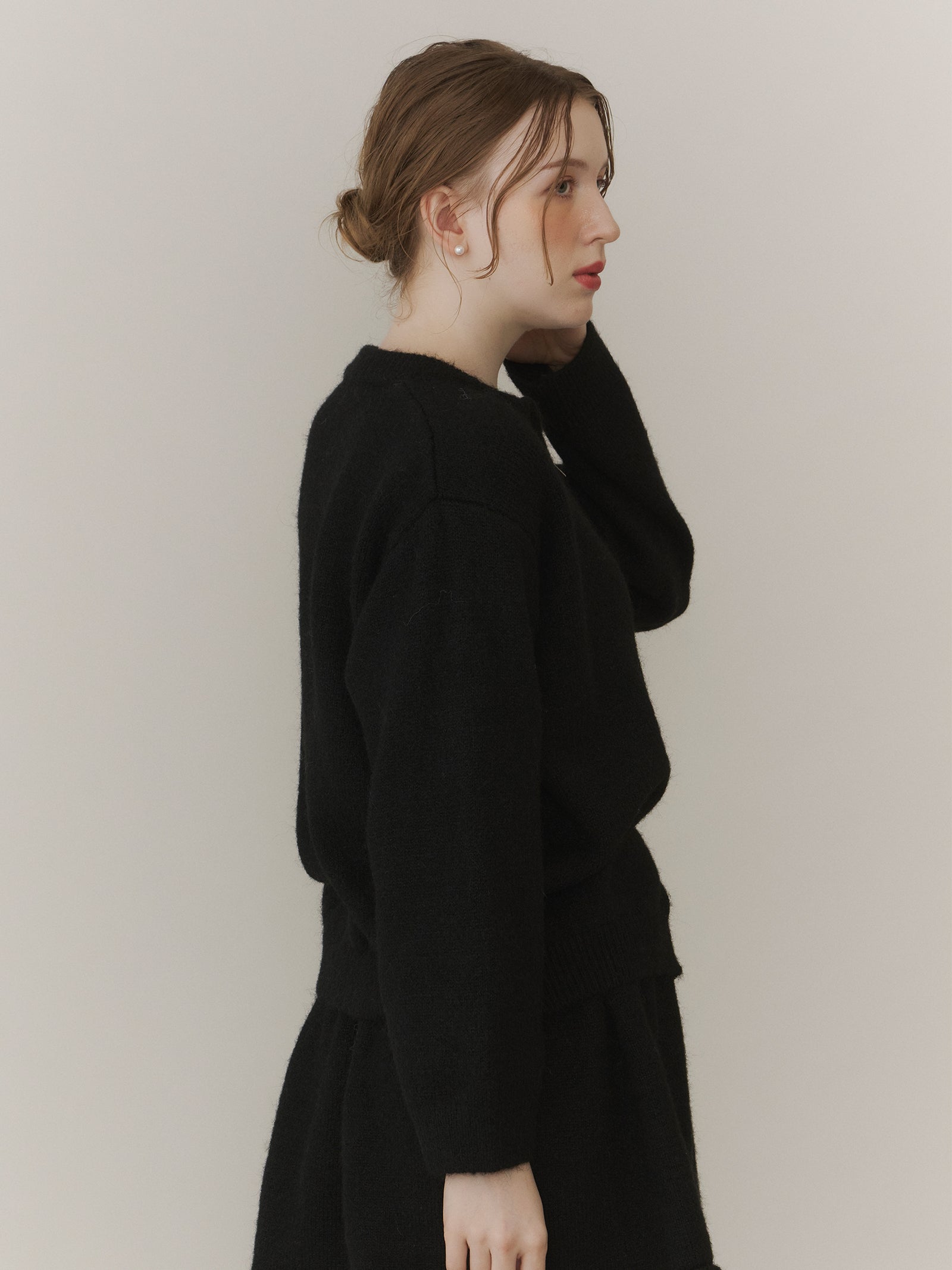 SET_5%OFF】アルパカタッチジップニット+ショートフレアニット