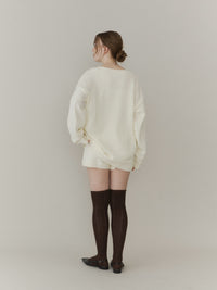 【SET_5%OFF】ブークレVネックニット+ブークレニットパンツ