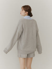 【SET_5%OFF】ブークレVネックニット+ブークレニットパンツ