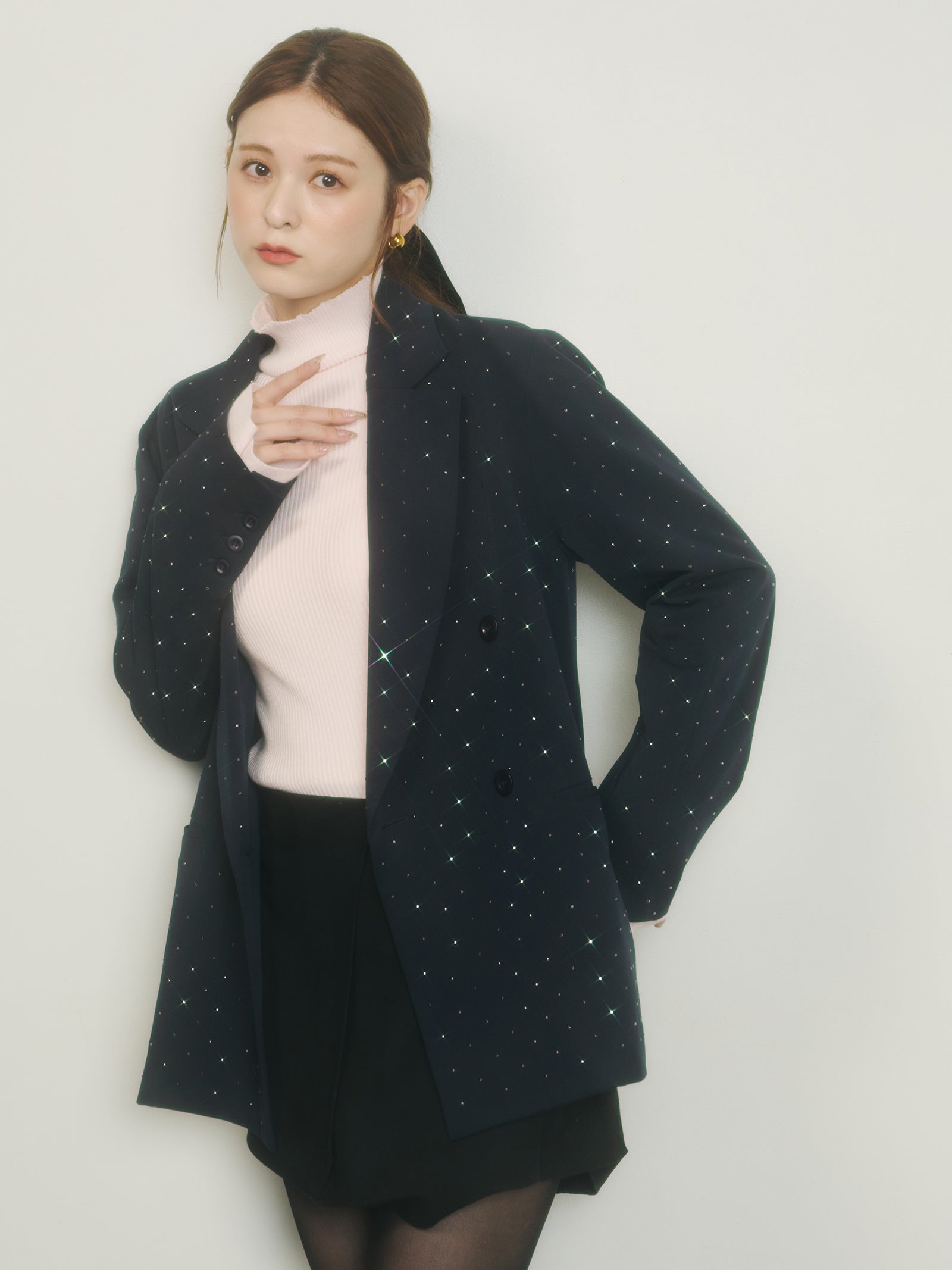 【jun ashida】★フリルレースジャケット★グレー★ラインストーン★上品 jun ashida】☆フリルレースジャケット☆グレー☆ラインストーン