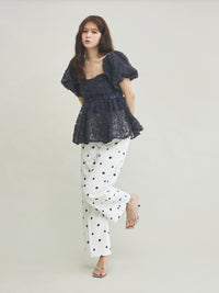 【2SET / 5%OFF】3wayペプラムチュールビスチェ+フラワータックスラックス