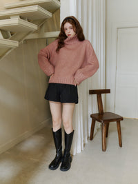 スパンコールタートルニット