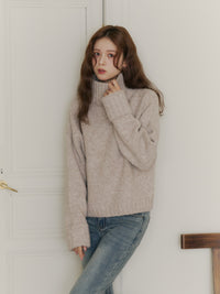 スパンコールタートルニット