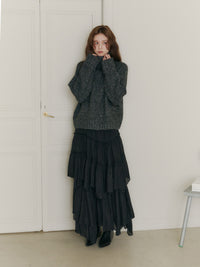 スパンコールタートルニット