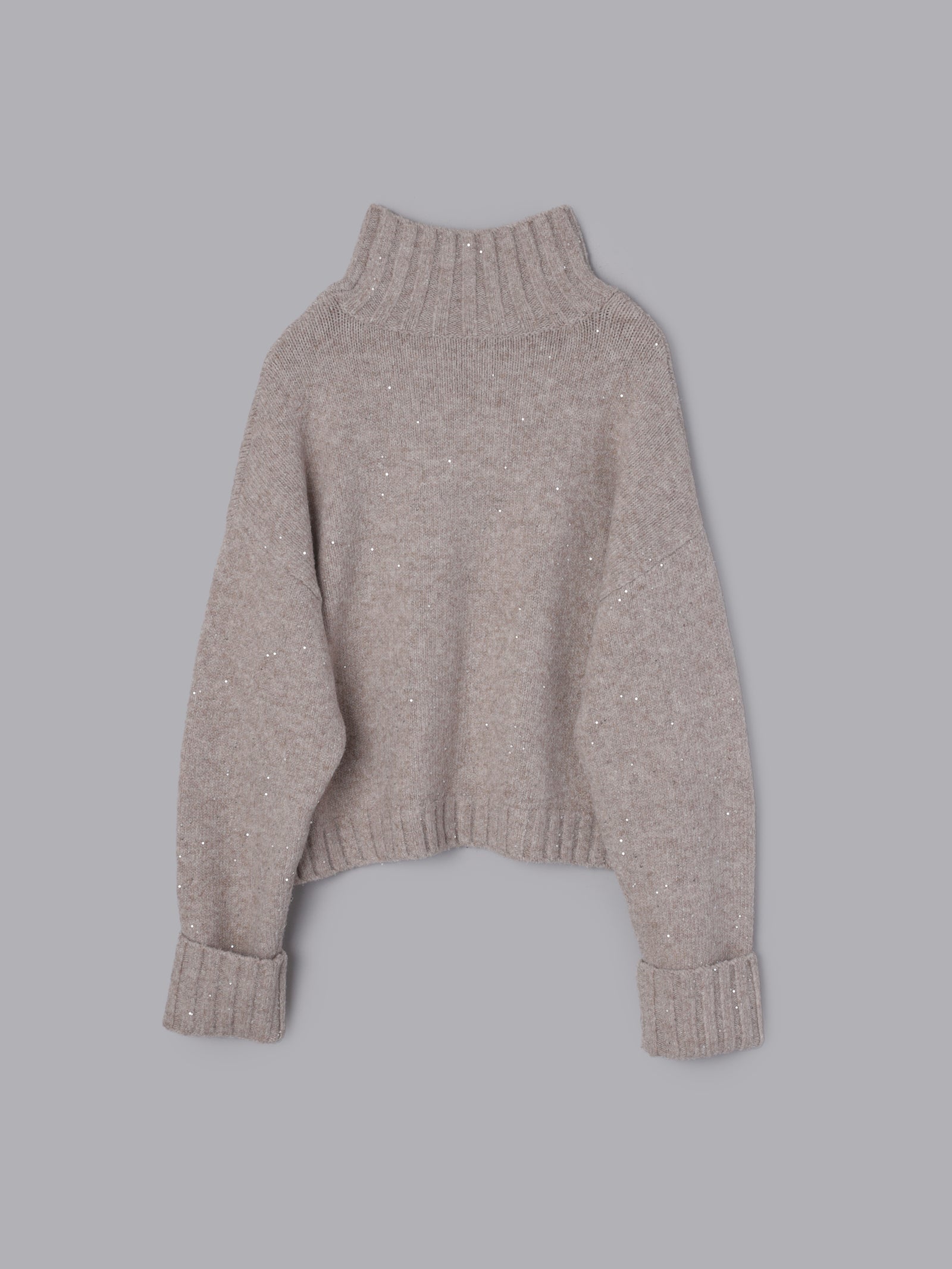 スパンコールタートルニット