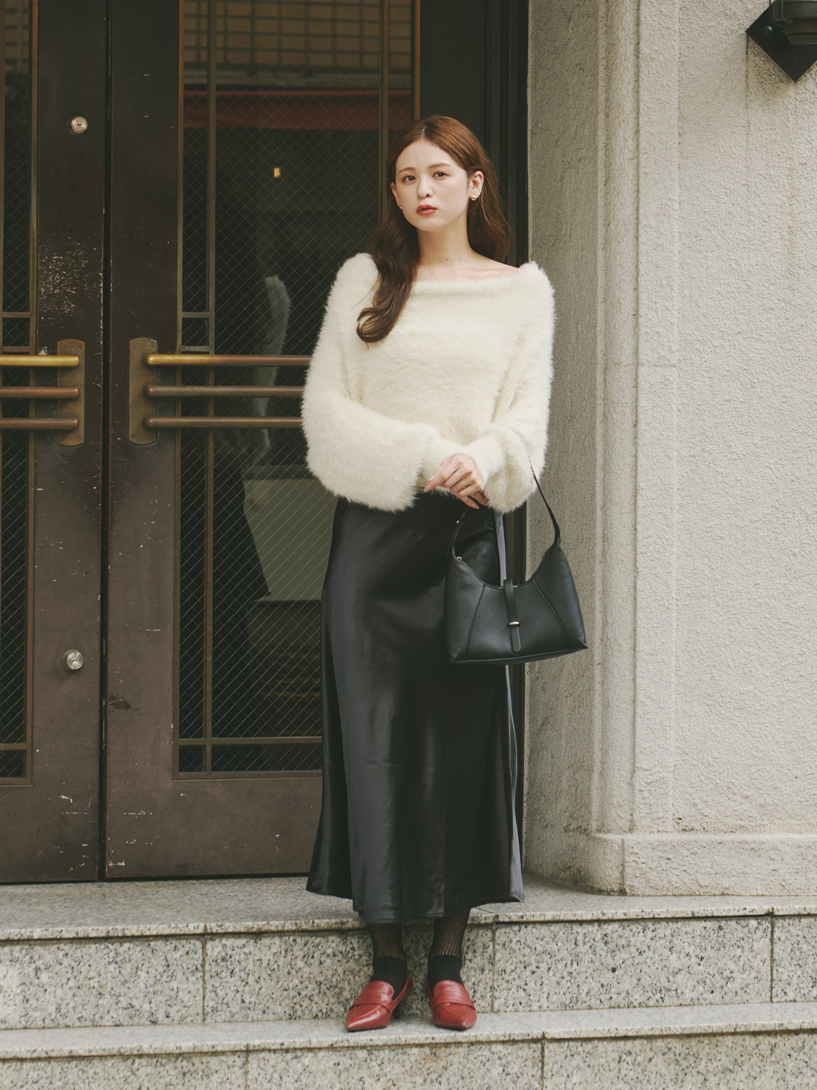 sacai グレー オフショルダー セーター オフショルダーニットセーター - グレーマール | ZARA Japan / 日本