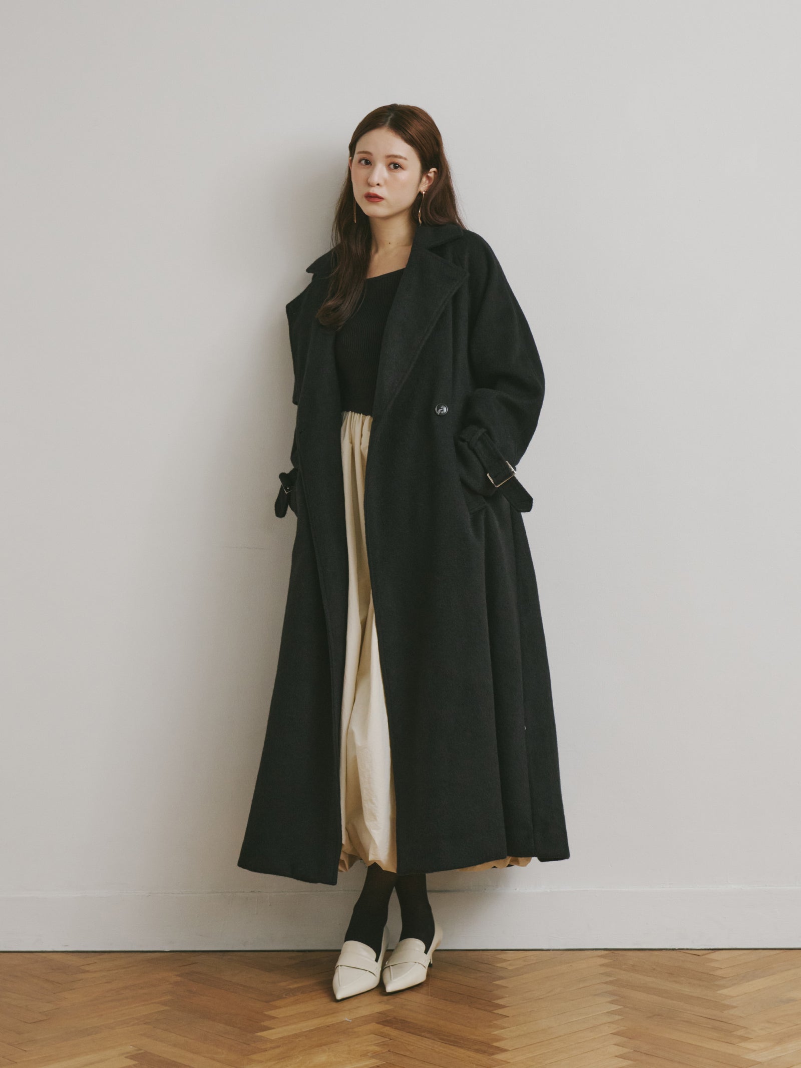 予約】ダブルシャギーロングコート【発送予定日 10月上旬~10月中旬】