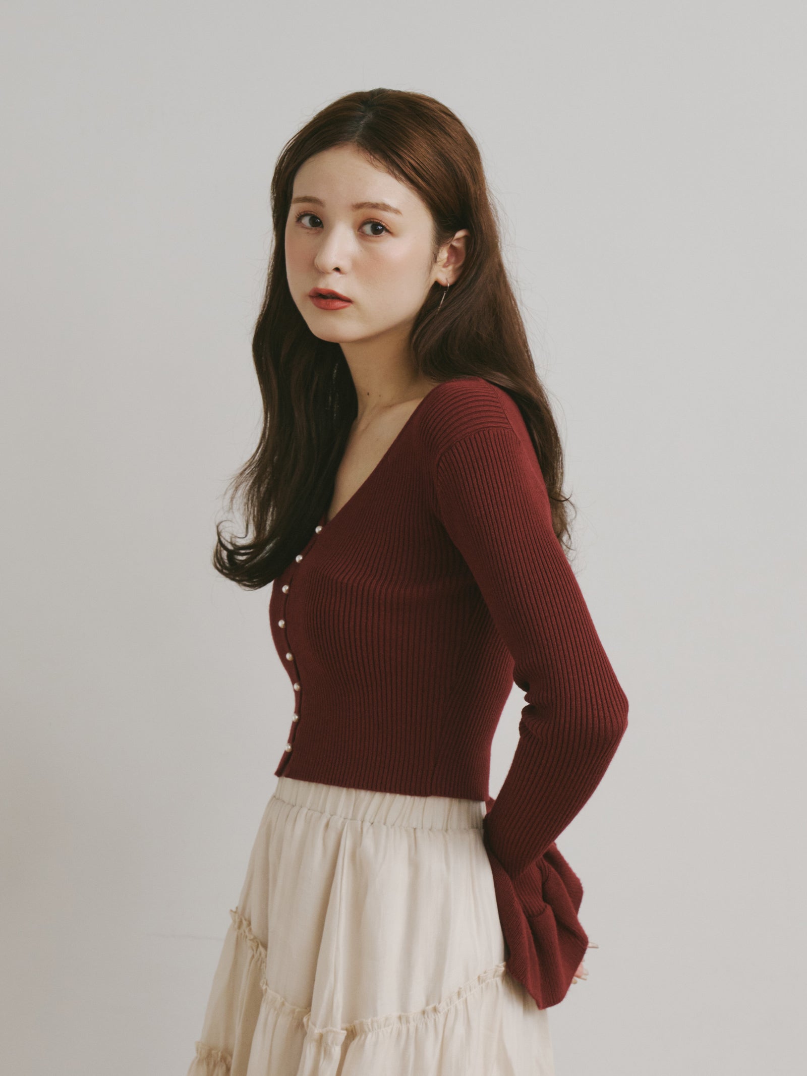 パールショート丈カーディガン