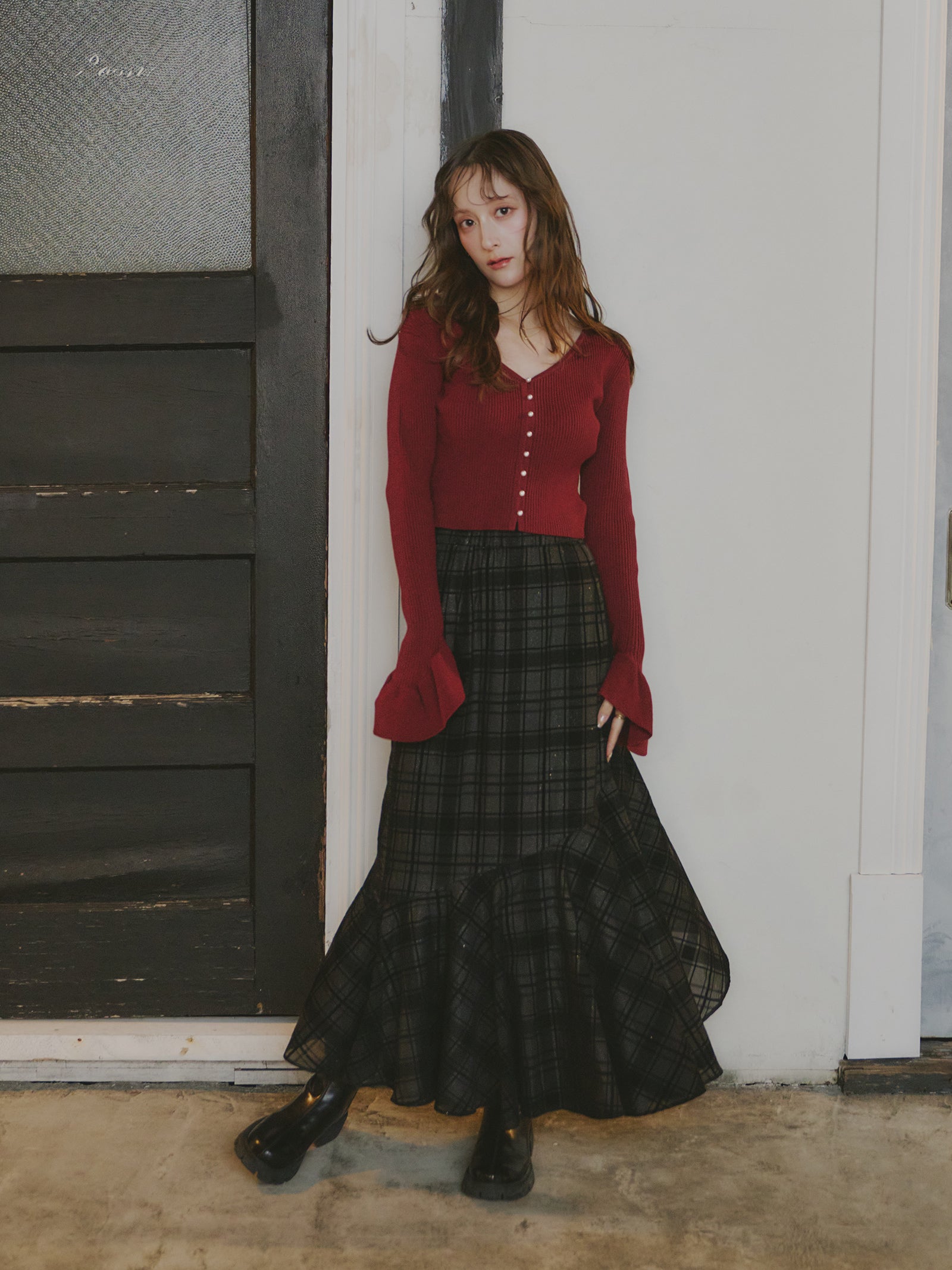 パールショート丈カーディガン