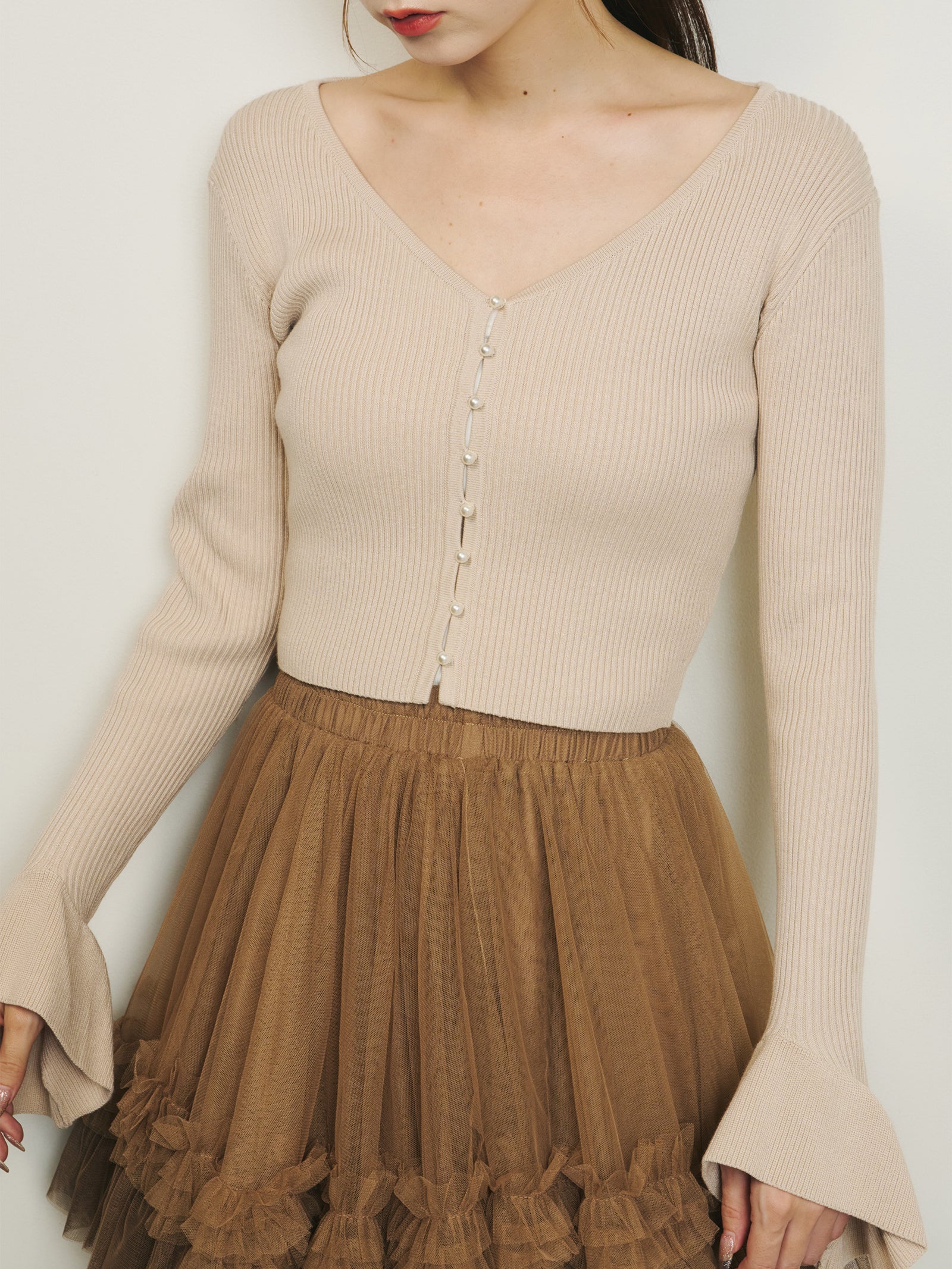 パールショート丈カーディガン