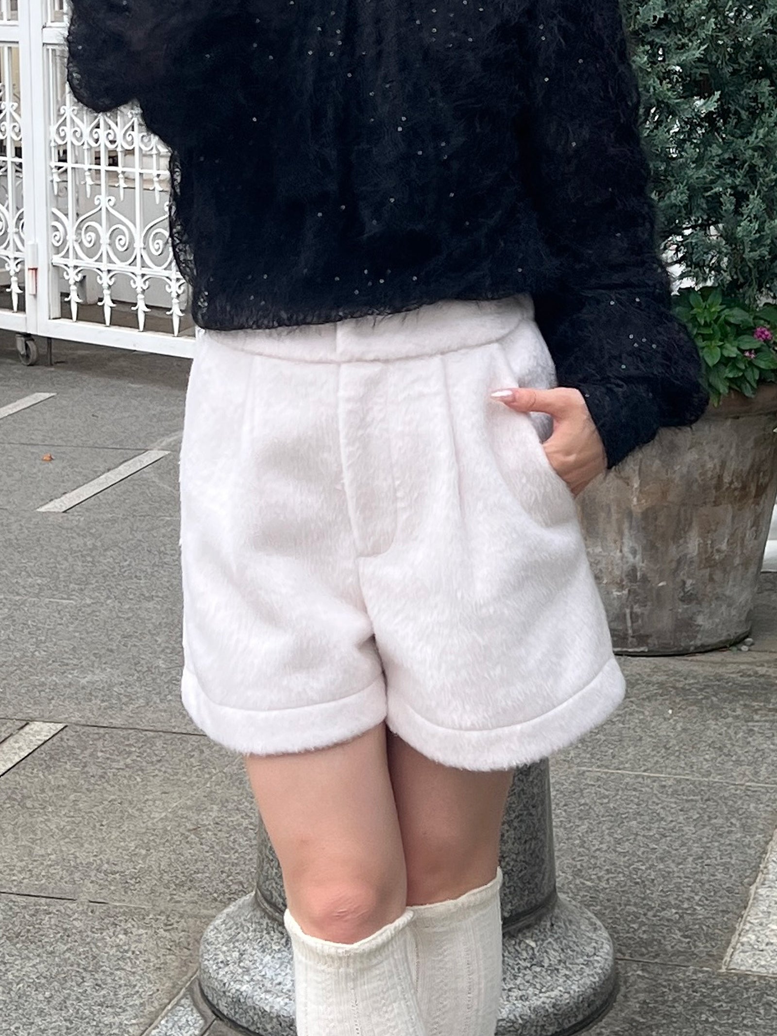 シャギータックショートパンツ[セットアップ可能]